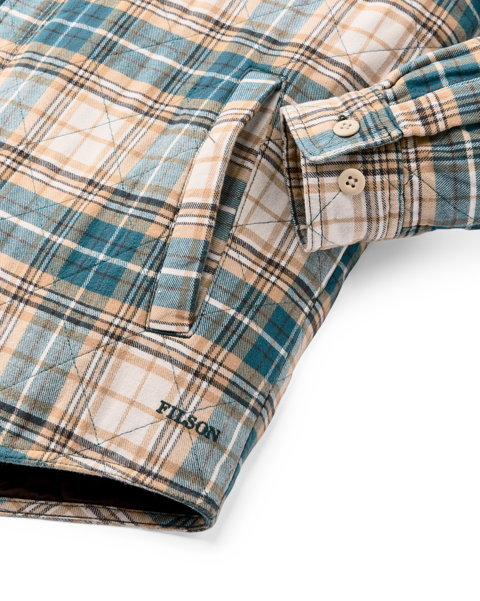 Insulated Flannel Jac-shirt - Teal / Khaki Plaid - Image 7