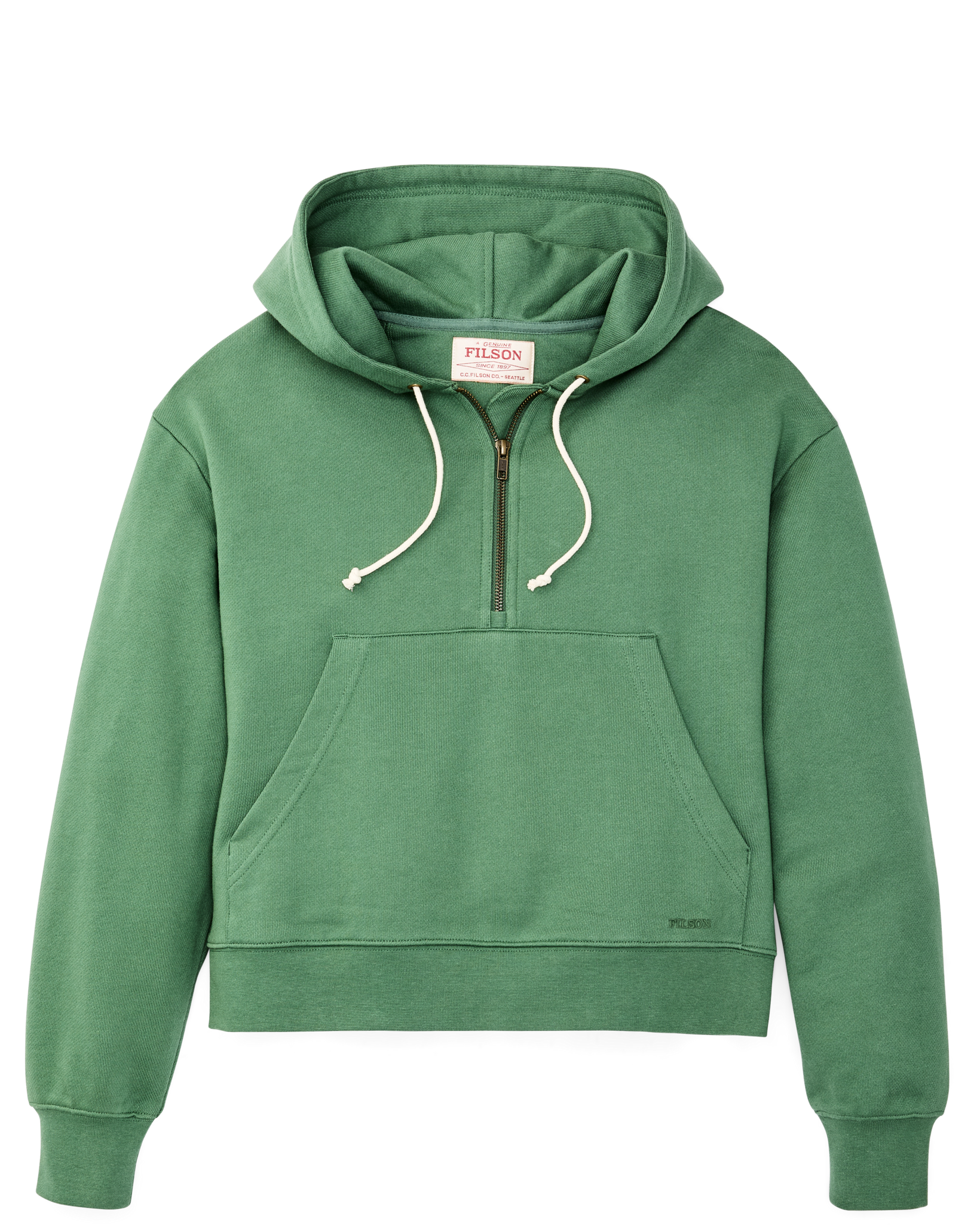 Women's French Terry Half-zip Hoodie - Light Forest - Image 5