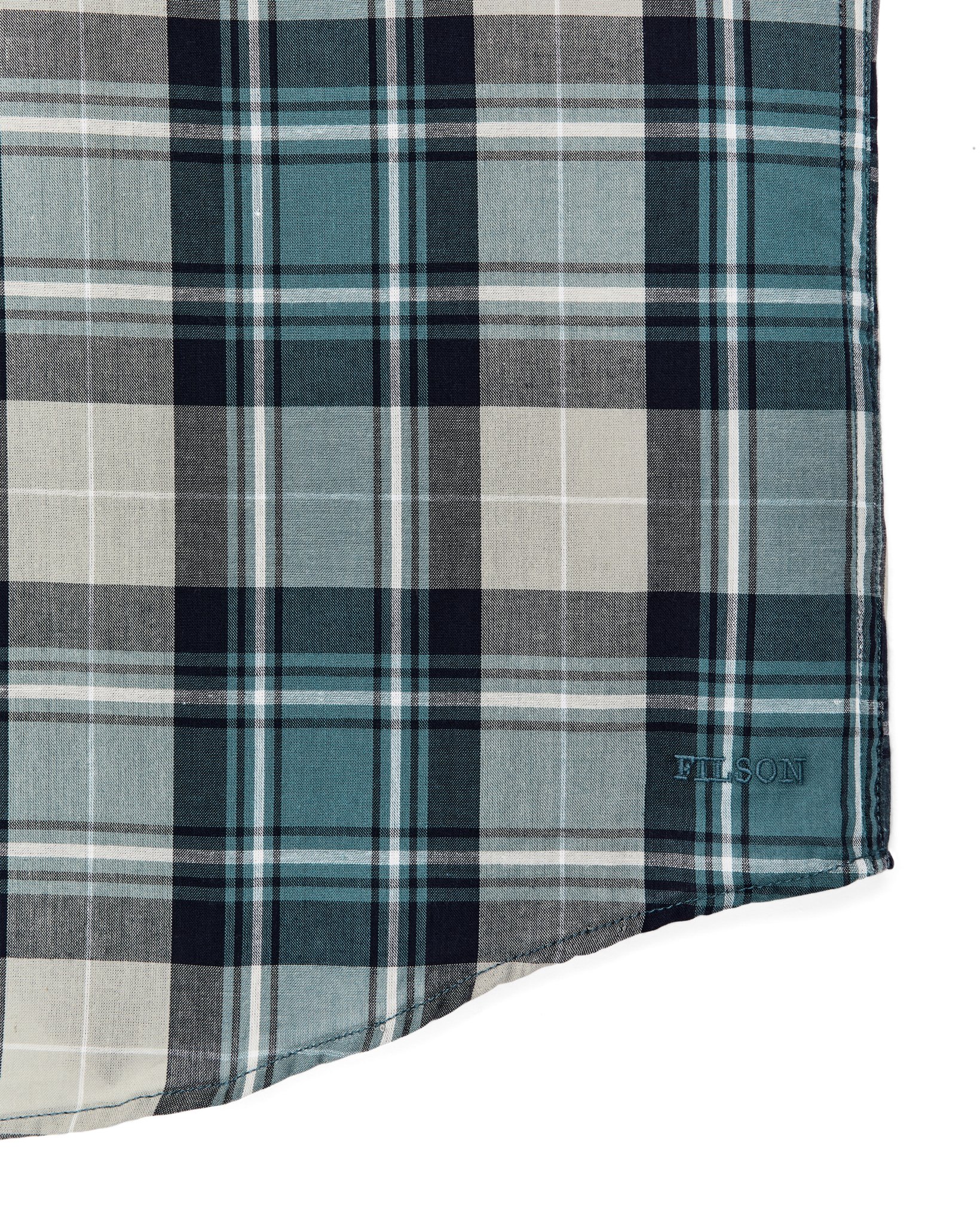 Short Sleeve Madras Popover Shirt - Gray / Teal Multicolor - Image 8