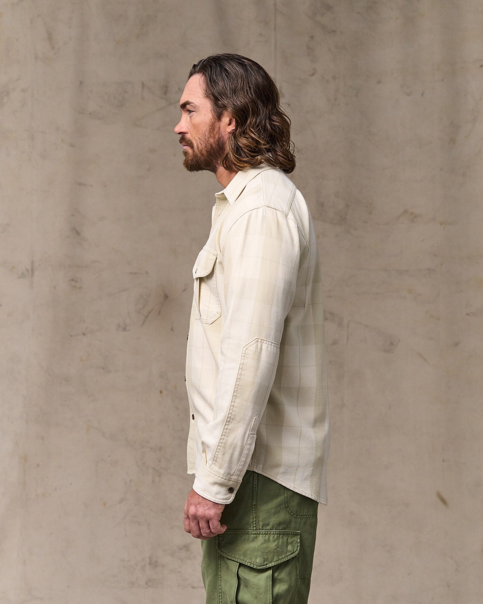 Vintage Wash Alaskan Guide Shirt - Sand / Stone Plaid - Image 3