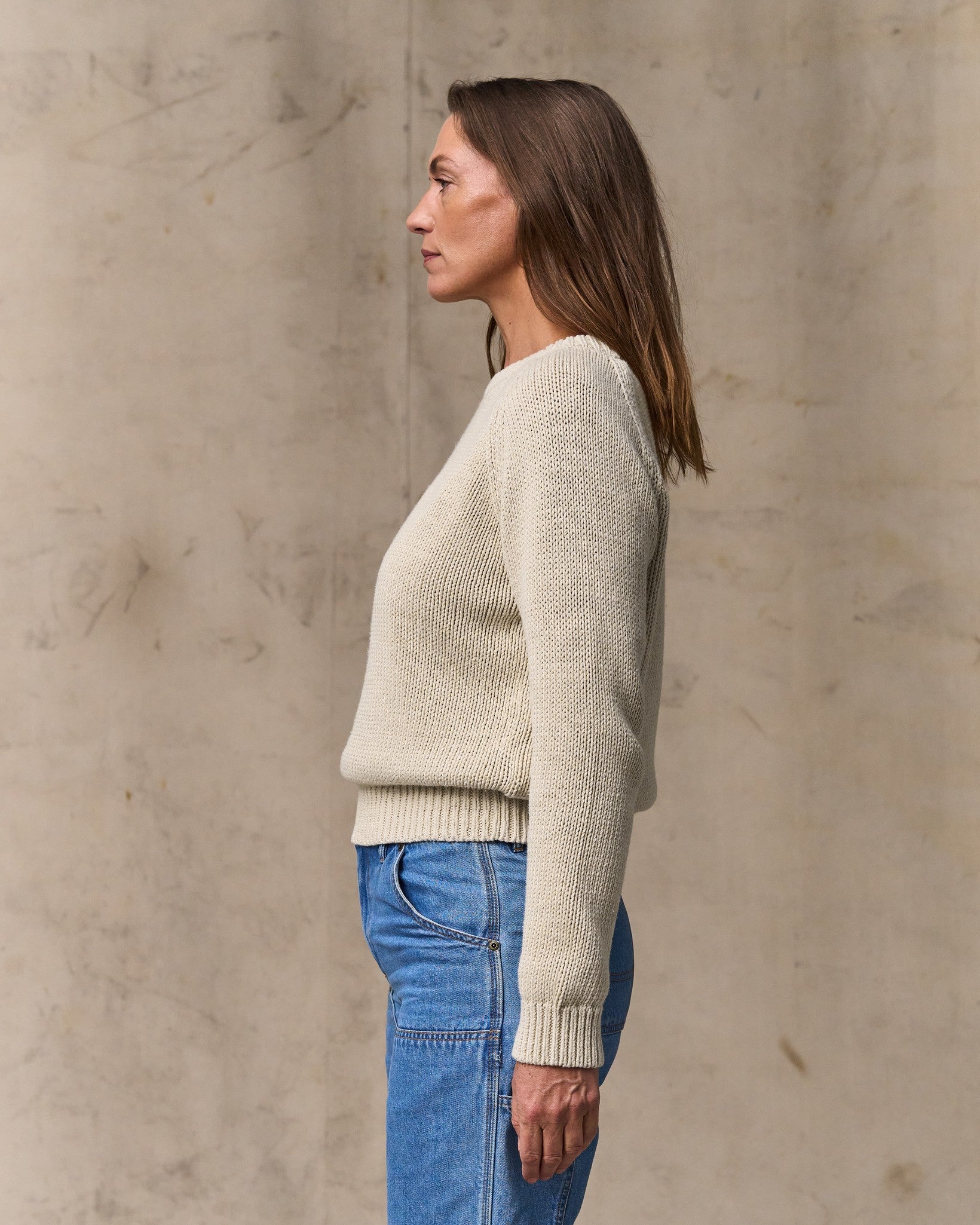 Women's Cotton Crewneck Sweater - Natural - Image 3
