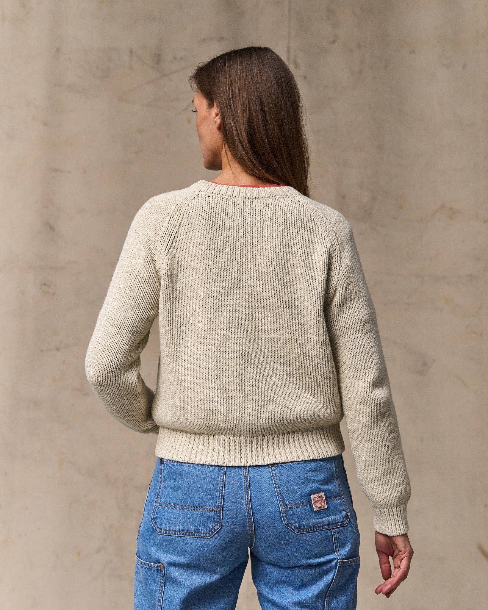 Women's Cotton Crewneck Sweater - Natural - Image 2