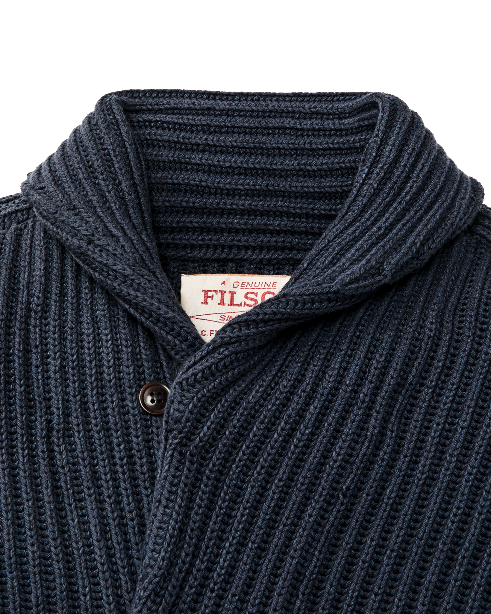 Fisherman Rib Cotton Cardigan - Navy - Image 8