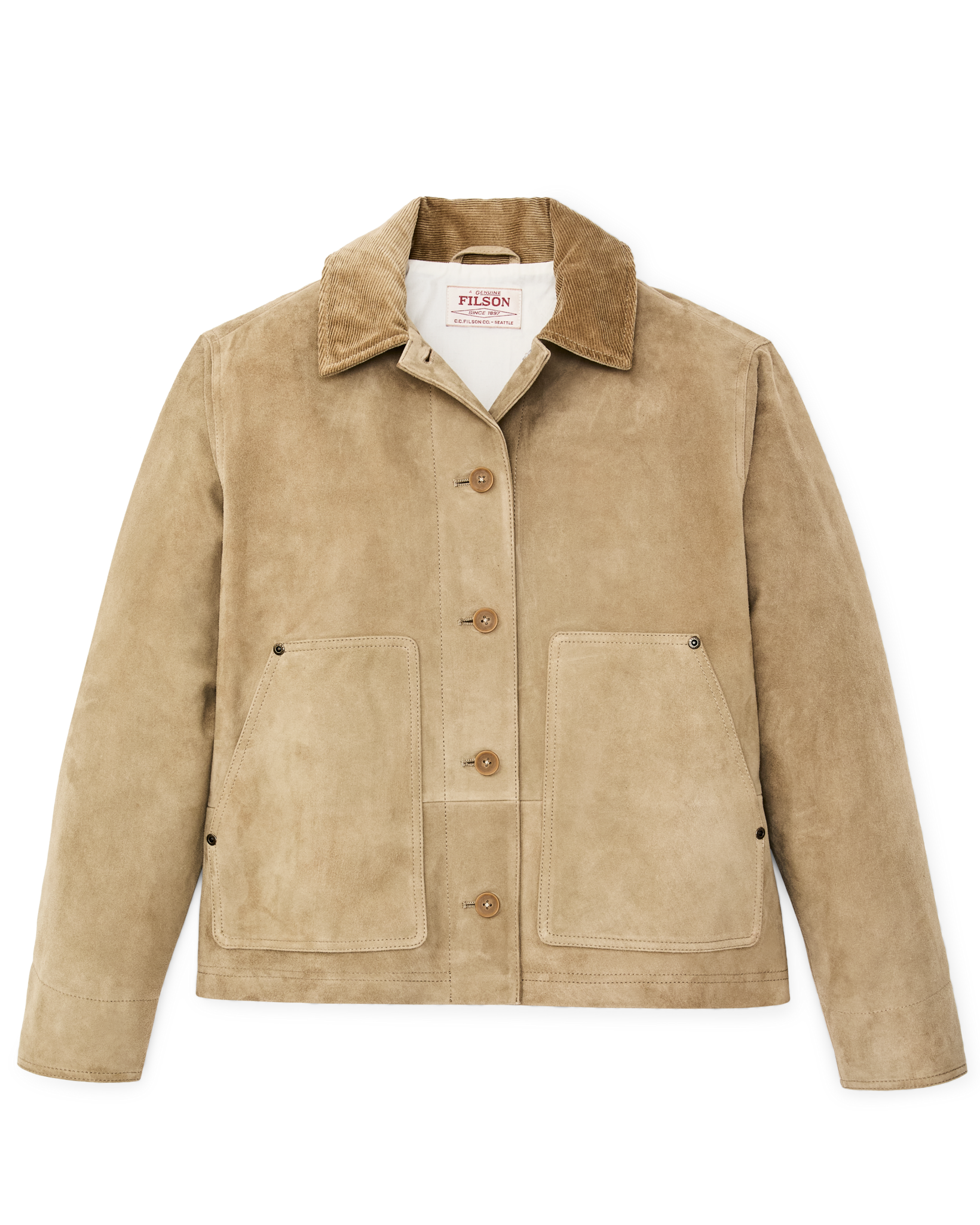 Women's Short Suede Barn Jacket - Light Gray - Image 6