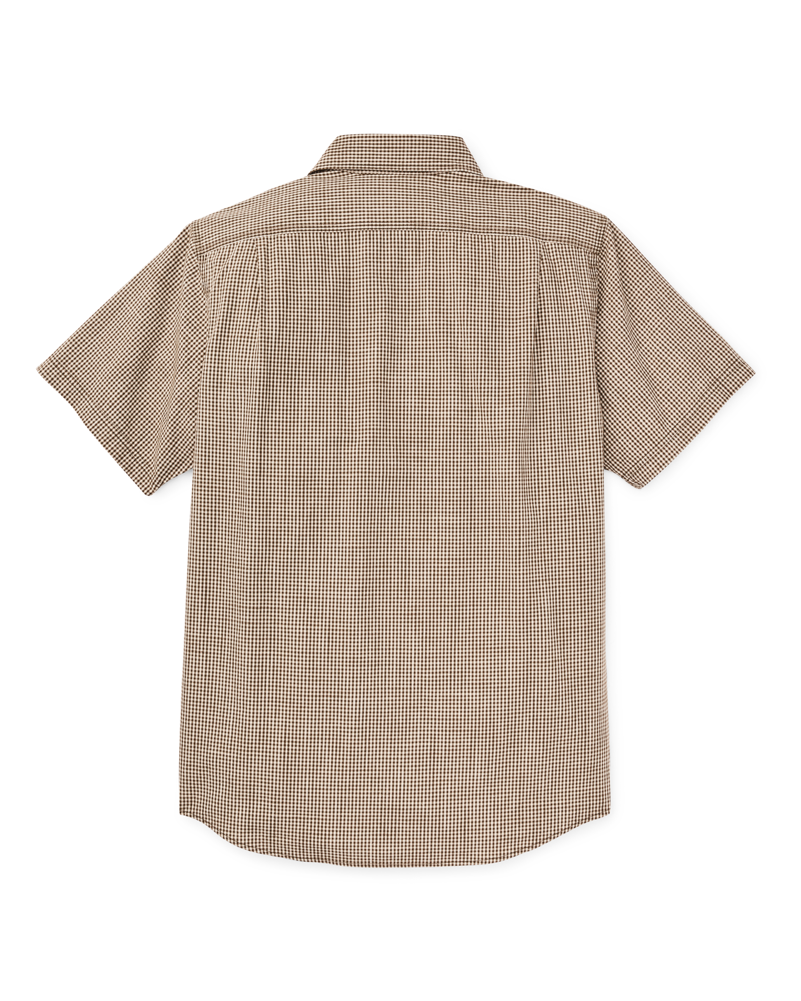 Short Sleeve Chambray Shirt - Coffee / Natural Plaid - Image 5