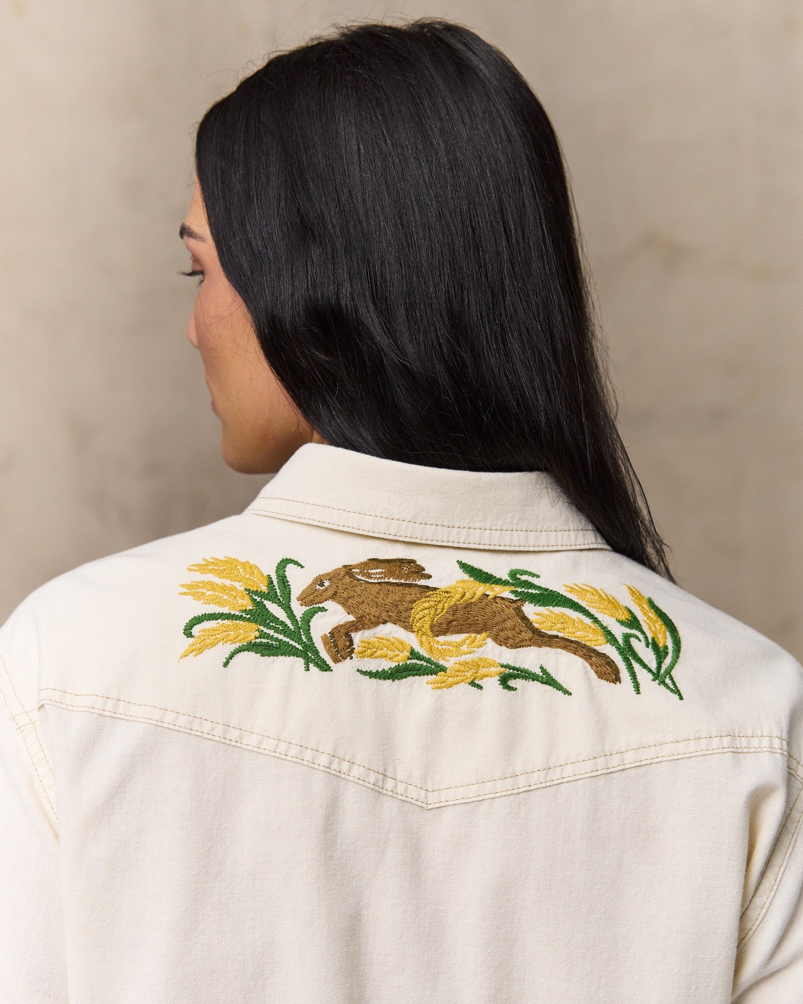 Women's Embroidered Western Shirt - Natural Seed - Image 6