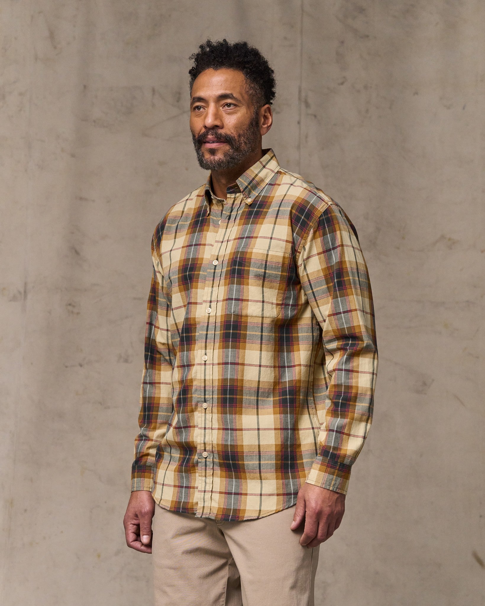 Madras Button-Down Shirt - Tan / Spruce Multicolor - Image 4