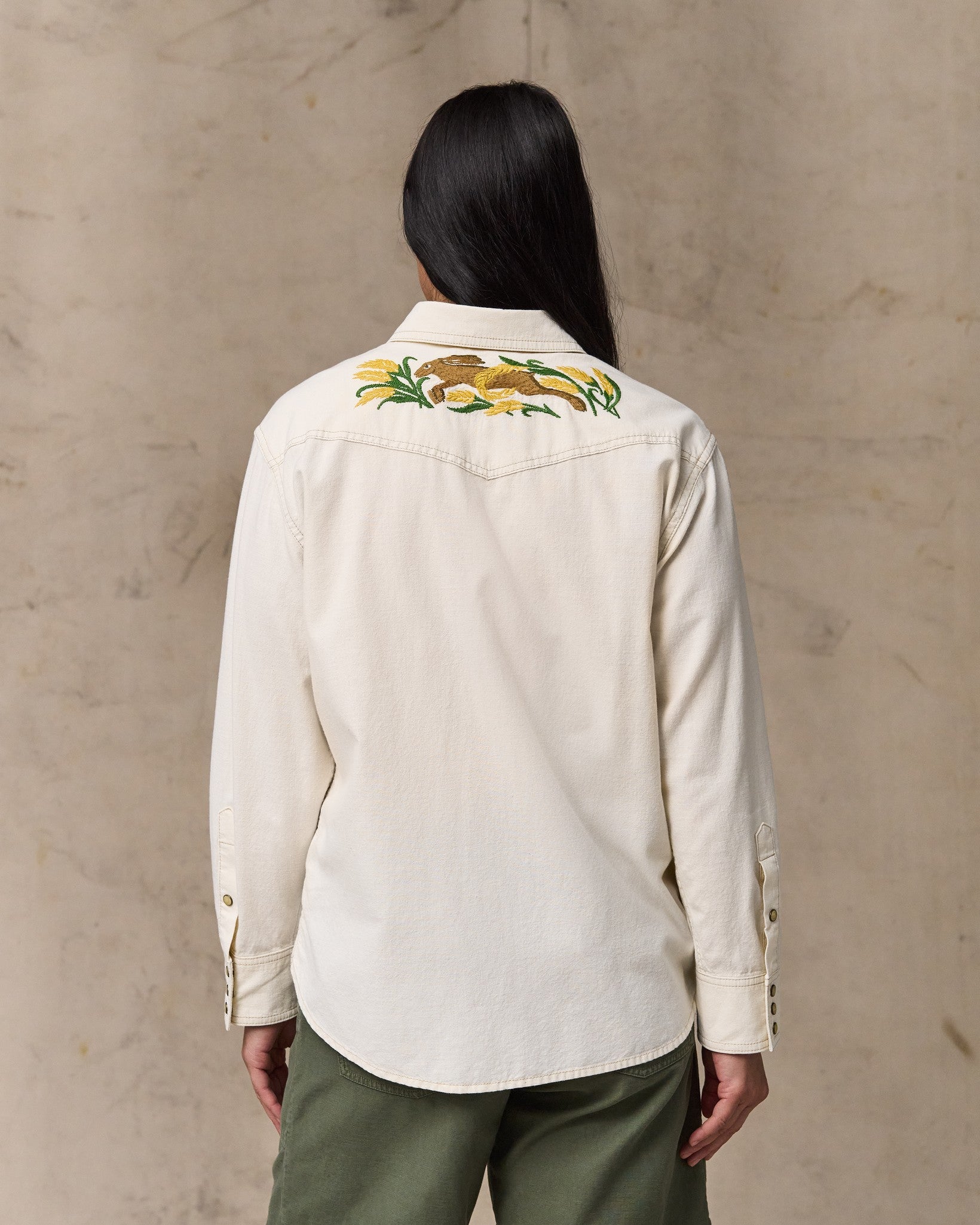 Women's Embroidered Western Shirt - Natural Seed - Image 2