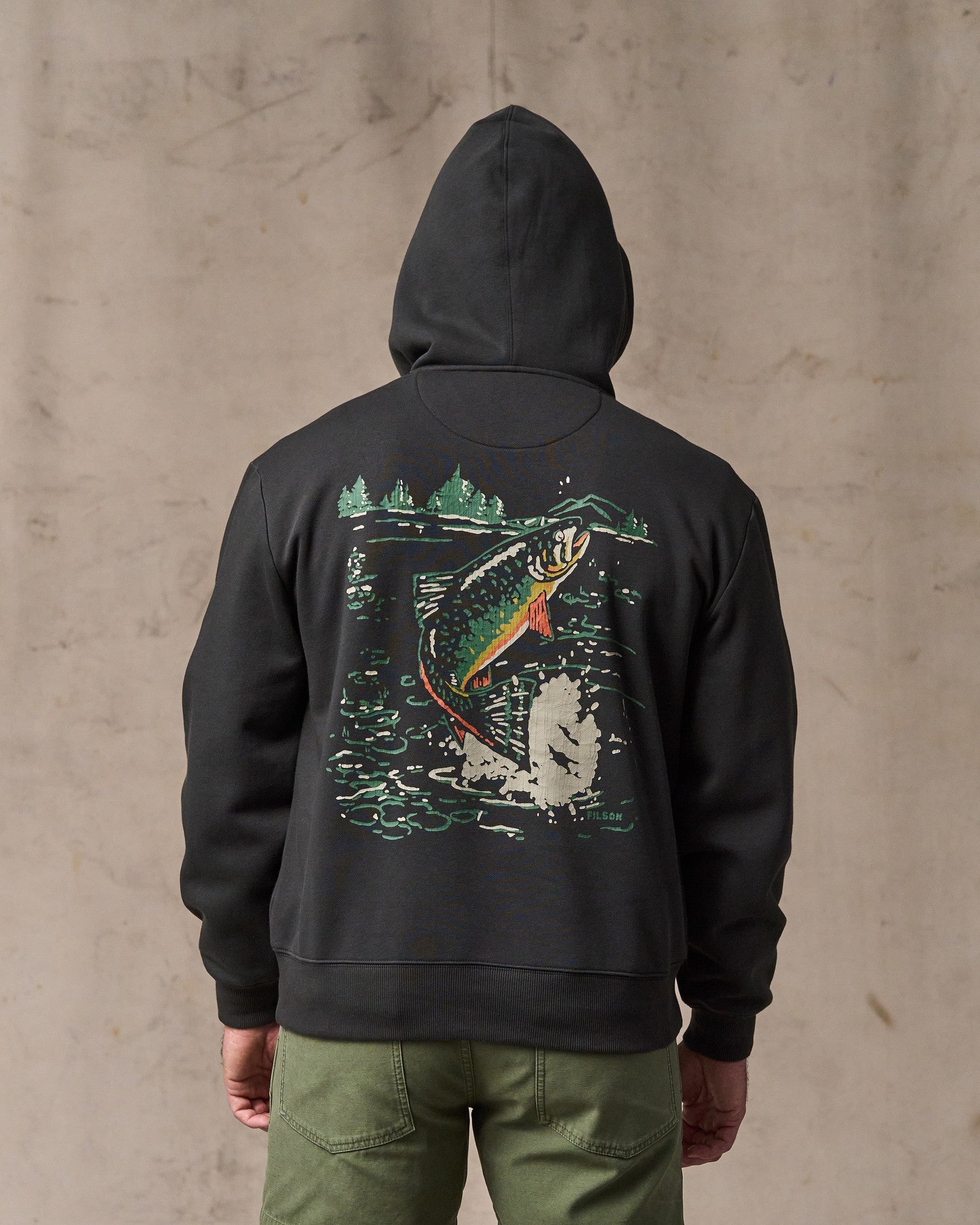 Trout Graphic Hoodie - Faded Black - Image 4