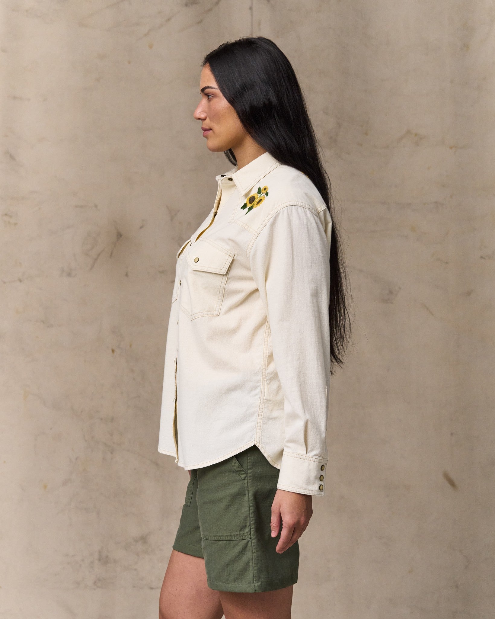 Women's Embroidered Western Shirt - Natural Seed - Image 3