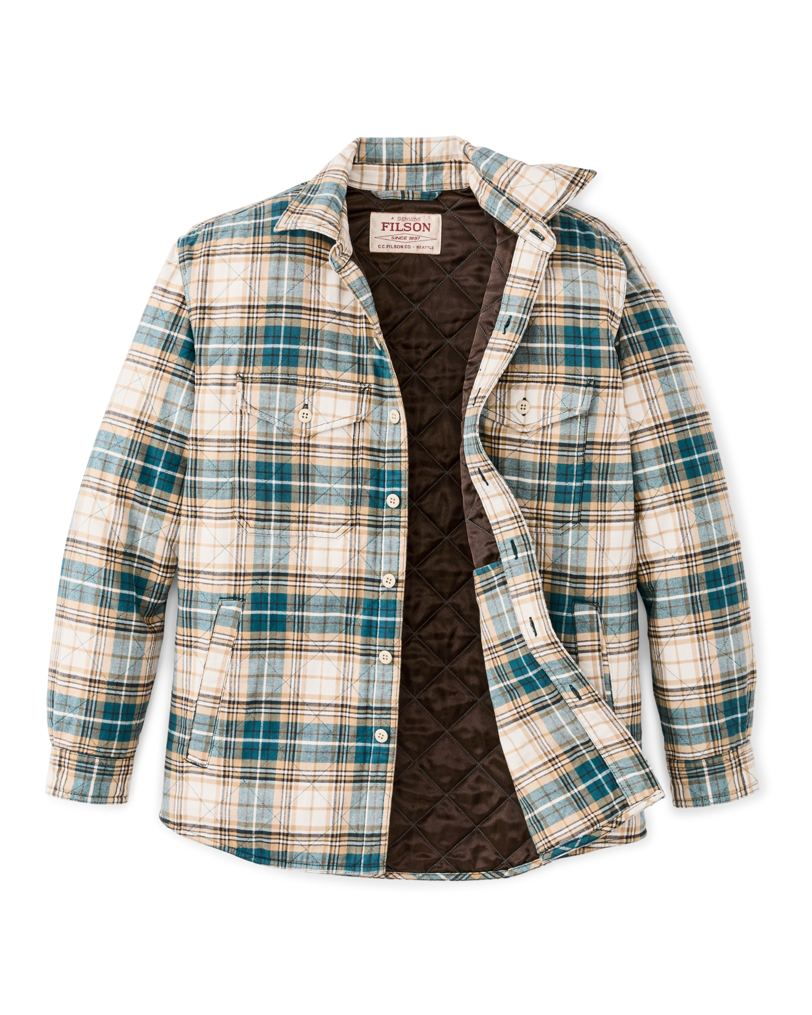 Insulated Flannel Jac-shirt - Teal / Khaki Plaid - Image 6
