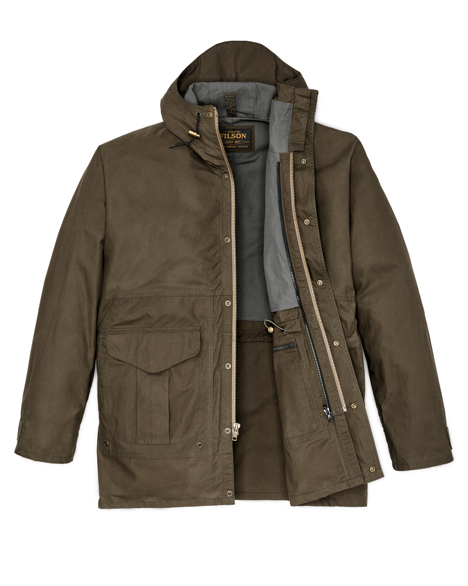 Dry Wax Omak Coat - Burnt Olive - Image 6
