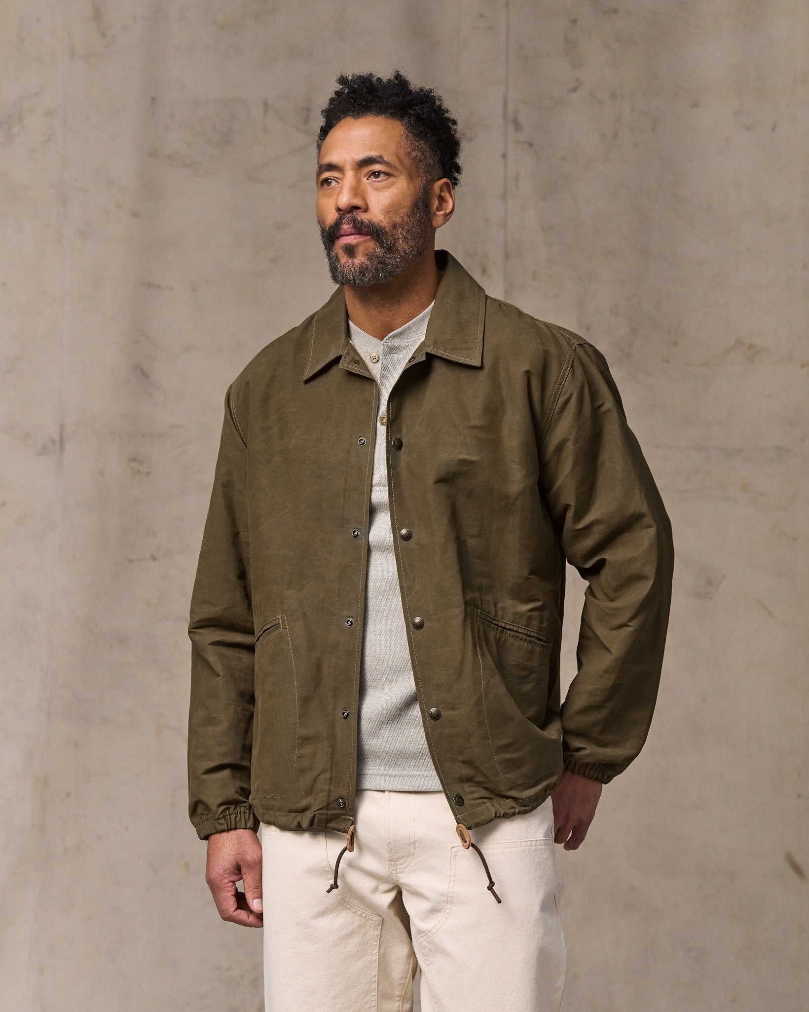 Dry Wax Windbreaker - Military Olive - Image 3